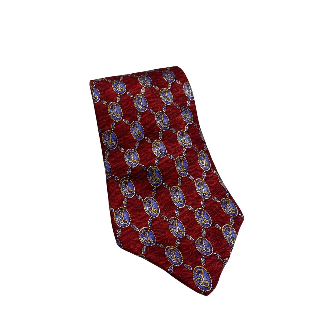 The Metropolitan Museum of‎ Art Silk Tie Red Blue Gold Allover Print Pattern